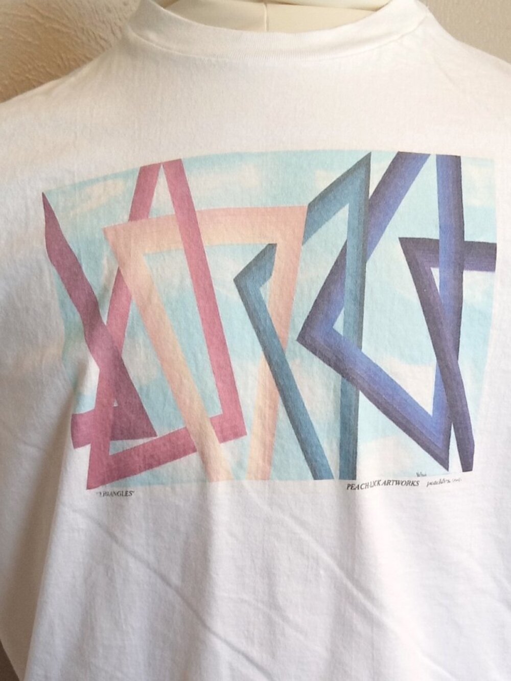 XL Unique Vintage Gay Pride "Triangles" Artistic T-shirt by Peach-Lick Artworks